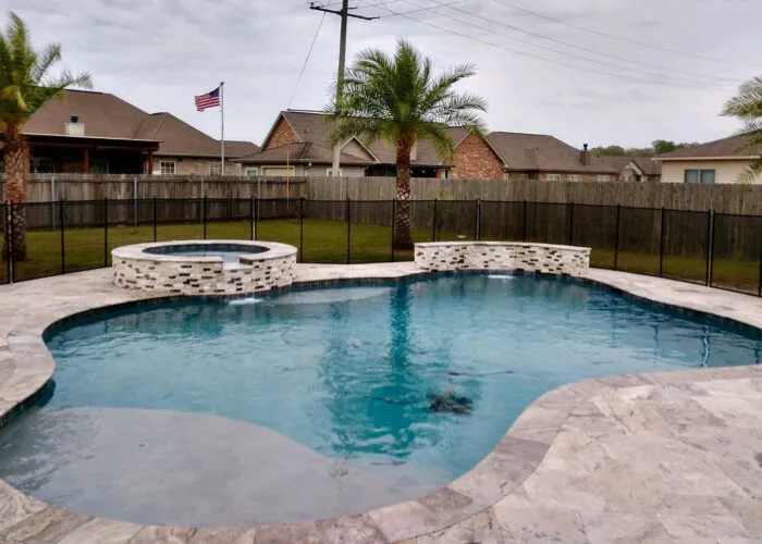 swimming pool in backyard