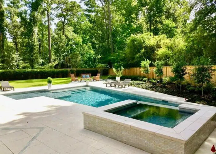 geometric pool in backyard