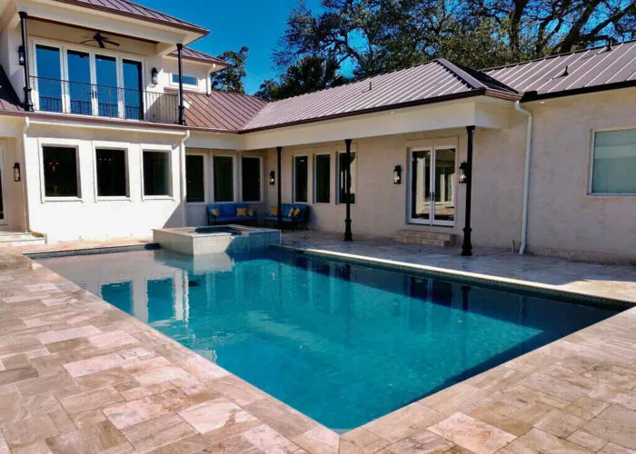 geometric pool in backyard