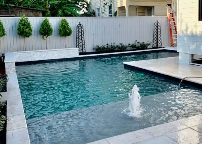 geometric pool in backyard