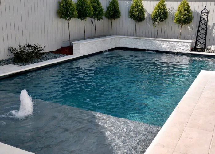 geometric pool in backyard